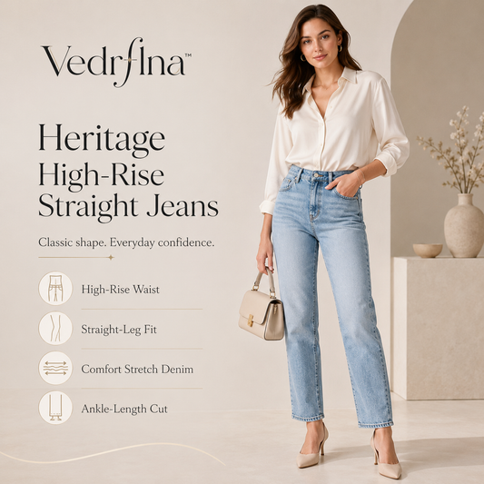 Vedrflna™ Heritage High-Rise Straight Jeans – Women’s Ankle-Length Denim Pants